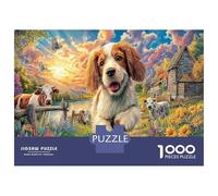 Sunset Puppy Jigsaw Puzzles Puzzle for Adults Kids. 1000 Pieces Interesting Impossible Challenge Toy Educational Game Home Decoration for Educational Games Gifts 52x38cm/1000pcs