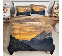 Sunset Queen Duvet Mountain Queen Quilt 7.5 Tog Lightweight Soft Comforter Set, All Seasons Reversible Coverless Microfiber Duvet with 2 Pillowcases Machine WashableT3484