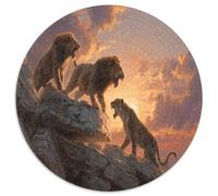 Sunset Rätsel Für Erwachsene |Lions Tigers And Leopards Fight on The Edge of The Cliff| Familienspaß-Puzzles 1000pcs (67.5x67.5cm) Erwachsene