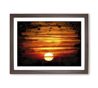 Sunset Red and Orange Modern CB Framed Print | A3 Walnut Framed Wall Art | Ready to Hang | Modern Landscape Picture | Living Room Bedroom Lounge Office