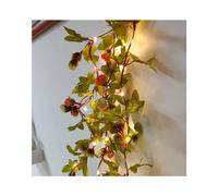 (Sunset red rose, 5M 50LED ?Battery?) Artificial Maple Leaf String Lights Garland Wedding Christmas Party Decor Lamp