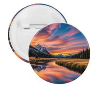 Sunset Reflection Badge Metal Round Pins, Lightweight Brooch for Backpack, Fashion Button Pins Badge for Shirts, Jackets, Shawl Coat, Unisex, 12PCS, Tinplate, metal round pins