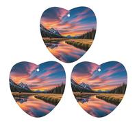 Sunset Reflection Car Air Freshener, 3 Pcs Love form Hanging Air Freshener Cards, Long Lasting Fragrance Scented Cards for Car, Home, Office Black-style