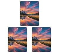 Sunset Reflection Car Air Freshener, 3 Pcs Square Hanging Air Freshener Cards, Long Lasting Fragrance Scented Cards for Car, Home, Office White-style