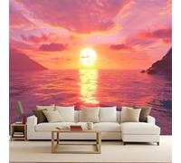 Sunset Reflection On The Sea Wallpaper Mural Natural Scenery Photo Wallpaper Sunset Reflection on The sea 3D Wall Mural 300x210cm Non-Woven Premium Art Print Decoration Poster Picture