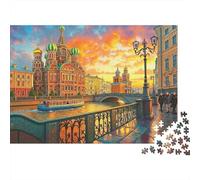 Sunset River View 1000 Piece Sunset over River City View Jigsaw Puzzles for Adults And Kids Family Educational Games 1000 Pieces Stress Reliever Challenge High Difficulty 38x26cm/1000pcs