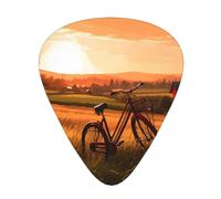 Sunset Rural View 12 Pcs Guitar Picks, 0.46mm/0.71mm/0.96mm Thickness, Guitar Plectrum With Storage Case For Acoustic-Electric Guitar Ukulele Bass