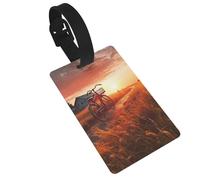Sunset Rural View Luggage Tag PVC Travel Bag Tag with Strap ID Card Label for Suitcase Backpack Carry On Baggage Identifier