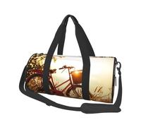 Sunset Rural View Print Round Duffel Bag, Canvas Overnight Travel Tote Bag, Waterproof and Tear-Resistant.Foldable Weekend Travel Bag