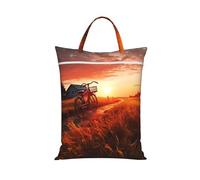 Sunset Rural View Travel Laundry Bag Large Waterproof Dirty Clothes Bag with Zipper Reusable Washable Storage Bag with Handle for Gym Beach Travel