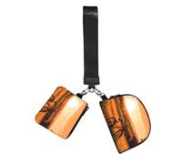 Sunset Rural View Wristlet Keychain Wallet Pouch with Strap Double Zipper Small Coin Purse Portable Wrist Bag for Travel Gym Daily Use