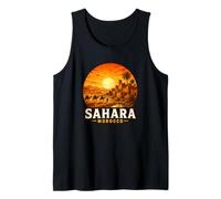 Sunset Sahara Desert Scene with Camels in Morocco Tank Top