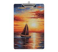 Sunset Sailboat Clipboard, A4 Acrylic Clipboard with Hanging Hole, Ultra-Light Clip Board - Holds 100 Sheets, Shatterproof Document Holder for Office, 12.5" X 8.5"