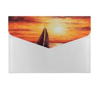 Sunset Sailboat File Folder 6-Pocket, Waterproof Accordion File Organizer with Snap Closure, Expanding Document Holder for Office, Home