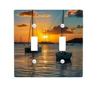 Sunset Sailboat Light Switch Cover Plates/Outlet Covers, Orange Seaside for Wall Accents, Thermoplastic Wall Plates, Standard Size Double Toggle