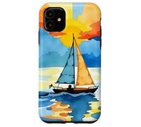 Sunset Sailboat Ocean Reflection Abstract Scenic Design Case for iPhone 11