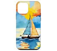 Sunset Sailboat Ocean Reflection Abstract Scenic Design Case for iPhone 12 mini