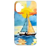 Sunset Sailboat Ocean Reflection Abstract Scenic Design Case for iPhone 16 Plus