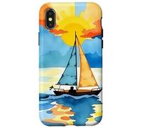 Sunset Sailboat Ocean Reflection Abstract Scenic Design Case for iPhone X/XS