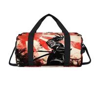 Sunset Samurai Katana Sport Duffel Bag with Shoes Compartment Japan Samurai Overnight Weekender Bags Travel Gym Luggage Organizer for Women Men Kids Girls Boys