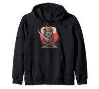 Sunset Samurai Koala Japanese Warrior Ukiyo-e Style Zip Hoodie