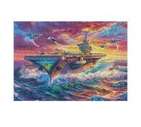 Sunset Sea Aircraft Carrier 300 Piece Jigsaw Puzzle Pack Teens Beginners Cognitive Development Puzzle Fans Group Play Anniversary Recycled Cardboard 300 PCS