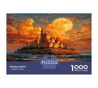 Sunset Sea Castle 1000 Piece Jigsaw - Recycled Cardboard & Focus & Concentration Puzzle Lunar Vibrant Waters - Adults & Teens Jigsaw Puzzle 38x26cm/1000pcs Great Gift for Adult Couples