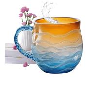 Sunset Sea Coffee Mug, Handmade Resin Sea Glass Sunset and Oceans Wave Mug with Handle, for Home Kitchen Office Beach House Women Men Adults Kids