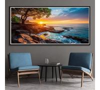 Sunset Sea Diamond Art Kits Adults, DIY 5D Large Diamond Painting Landscape Full Square Drill Crystal Art Kits 27.6x55 Inch, Embroidery Cross Stitch Canvas Painting by Numbers for Home Decor (SQ745)