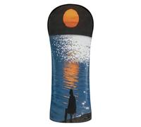 Sunset Sea Fishman Black Golf Club Cover Set Waterproof Headcover with Interchangeable No. Tags for Woods and Driver Fairway Hybrid