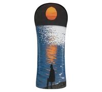 Sunset Sea Fishman Black Golf Head Cover Premium Leather Accessories with Interchangeable No. Tags for Driver & Fairway Woods
