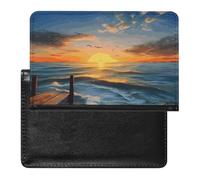 Sunset Sea Passport Holder Vaccine Card Holder Travel Document Organizer Credit Card Organizer for Women/Men