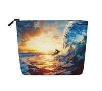 Sunset Sea Surfing Seascape Print Makeup Bag, Travel Cosmetic Bag for Women Large Capacity Organiser Bag Wash Bags for Travel Daily Use