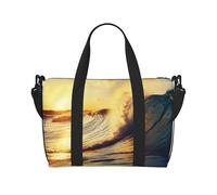 Sunset Sea Surfing Seascape Print Travel Duffel Bag, Lightweight Water-Resistant Weekender Spacious Gym & Travel Bag for Men, Women & Teens