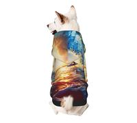 Sunset Sea Surfing Seascape Printed Dog Hoodie Soft Dog Sweatshirt Cute Cat Dog Clothes for Small Dogs Kitten Puppy, 2XL