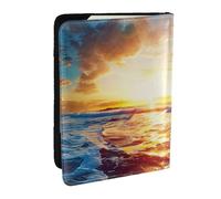 Sunset Sea Surfing Seascape Printed Passport Holder - 6.5 x 4.5 Inch RFID Blocking Travel Wallet,Stylish Passport Cover,Lightweight Document Organizer for Cards