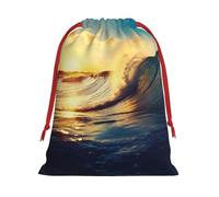 Sunset Sea Surfing Seascape Ultra Soft Velvet Gift Bag, Comfortable To The Touch, Reusable