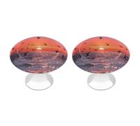 Sunset Seagulls Cabinet Knobs, 2-Pack Silver Stainless Steel Drawer Pulls with Screws, Elegant Hardware for Dressers, Kitchen,Cabinets & Desks