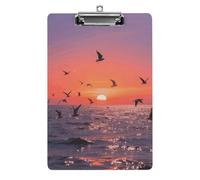 Sunset Seagulls Clipboard 8.5×12.5 Inch Acrylic Clip Board with Metal Clip A4 Letter Size Decorative Clipboard Cute Hanging Clipboards for Office, Teacher, Nurse, Doctor,