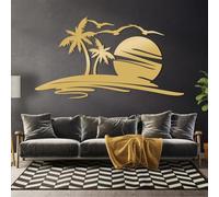 Sunset Seagulls Metal Wall Art, Metal Wall Art - Coastal Palm Tree Beach Ornament, Artwork Decoration, Modern Sculpture Home Decor for Living Room,Bedroom Hallway and Stairs Nature Home