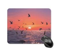 Sunset Seagulls Mouse Pad Square Mice Mat Waterproof Computer Mousepad with Non-Slip Rubber Base Wireless Mice Pad for Laptop Office Home Personalized Gaming Mousepad 20 * 25cm