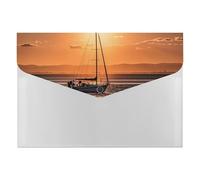 Sunset Seascape Sailboat Floating File Organizer for Office,6 Pockets Expanding File Folder, Portable Accordion Folders for Desktop, Waterproof Paper Bill Receipt Organizer for Business