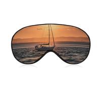 Sunset Seascape Sailboat Floating Sleep Mask Light Blocking Eye Cover Polyester Eye Mask with Elastic Strap Blindfold for Side Sleeper Sleeping Masks Face Hugging for Women Men Travel