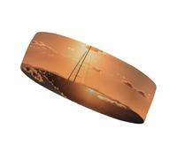 Sunset Seascape Sailboat Floating Workout Headband for Men and Women Moisture Wicking Headband for Tennis, Basketball, Running, Gym Outdoor Sports Sweatband