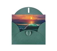 Sunset Seaside Dark Green prints Greeting Cards 6x4-inch with Envelope | Perfect for writing greetings and thank-you notes