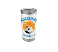 Sunset Seeker - Beach Island Palm Trees Setting Stainless Steel Insulated Tumbler