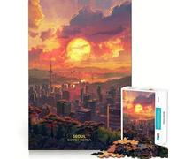 Sunset Seoul South Korea Jigsaw Puzzles 1000 Pieces for Adults Memory Boost Warm Time Image Assembly Fine Art Piece (38x52cm)