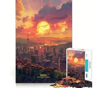 Sunset Seoul South Korea Jigsaw Puzzles for Adults 1000 Piece Memory Boost Cozy Time Pattern Assembly Santa Wish List (50x75cm)