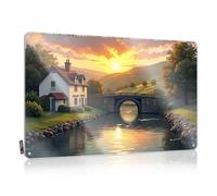 Sunset Serenity: A Bridge Over A Peaceful River Near A Charming C Funny Sign Funny Bar Decor | Cottage Nice Decorative Wall Art(30X40CM)