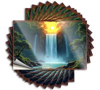 Sunset Serenity: A Waterfall's Majestic Glow Bumper Men Decor | Retro Hard Removable Decal Pack(12X18CM)